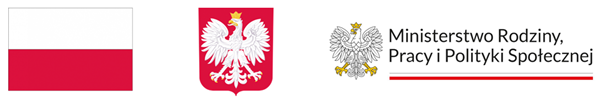 Flaga i godło Polski oraz logotyp MRPiPS