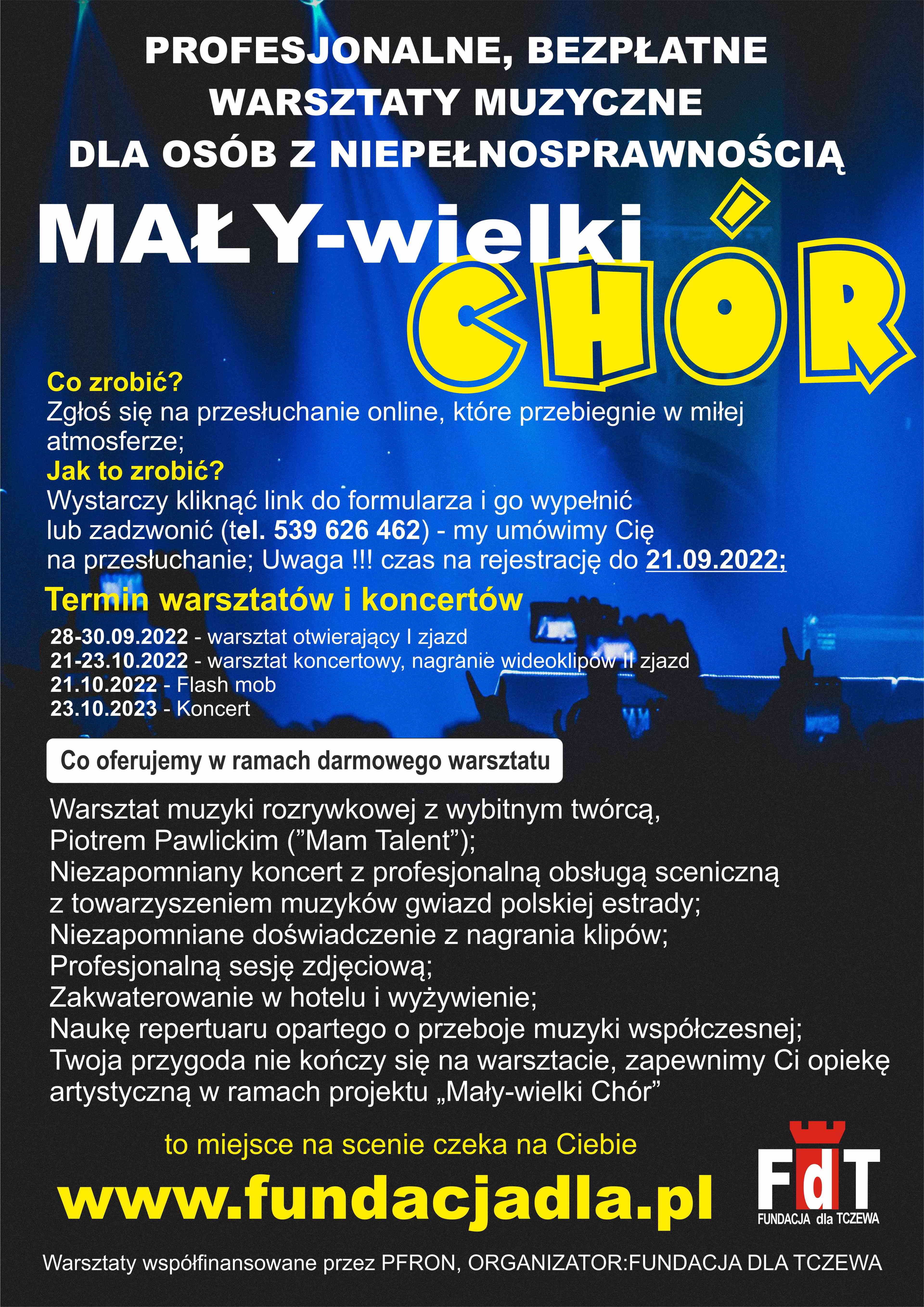 Plakat informujący o warsztatach muzycznych